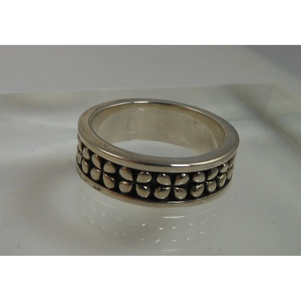 Vintage 1990's‎ Sterling Silver Band Ring Size 7.25 Black Oxidized 6mm Thailand